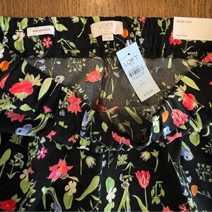 LOFT Black Floral Print Trousers